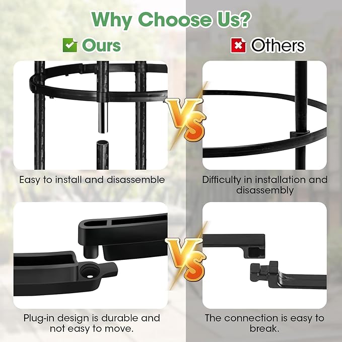 Tower Obelisk Garden Trellis for Climbing Plant，6.2FT/74.4" Rustproof Metal Potted Plant Climbing Support for Indoor Outdoor Flowers Vegetable Fruits Vines Support (2Pcs)