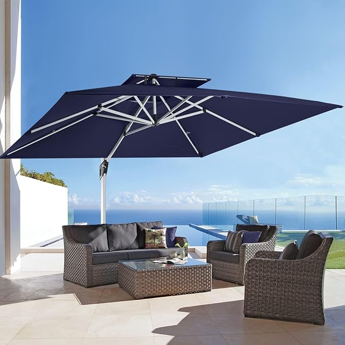 ABCCANOPY Patio Umbrella Cantilever Double Top Outdoor Offset Umbrella with 360° Rotation