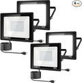 4Pack LED Flood Light Outdoor,150W LED Work Light 15500lm with 6FT US Plug,IP66 Waterproof Exterior Security Lights,6000K Daylight White Outside Floodlights Slim Design for Playground Yard
