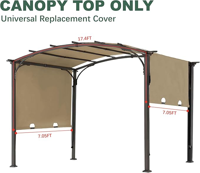85''x 208'' Universal Doubleton Steel Pergola Replacement Cover for Pergola L-PG080PST, (Beige)