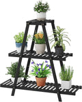 Plant Stand For Indoor Outdoor Tiered Plant Shelf 3 Tier 8 Potted Bamboo Flower Holder Ladder Rack For Multiple Triangle Table Plant Pot Stand (Black)