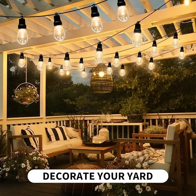 Outdoor String Lights 75FT, Outdoor Lights for Patio with 30 Dimmable RGBW LED Bulbs, IP66 Waterproof Shatterproof, with APP Control & Remote, 24V Adapter Color Change,for Backyard Decor