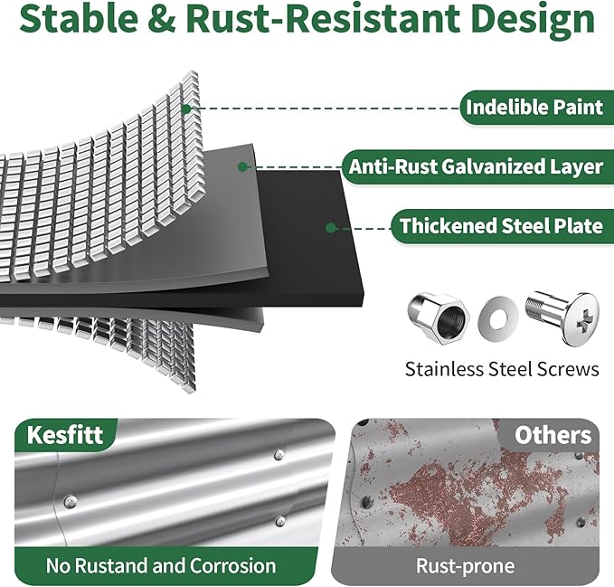 Kesfitt Raised Garden Bed, 6x3x1 FT Galvanized Steel Metal Raised Garden Bed, Oval Open-Bottom Design, 12-Inch Deep for Outdoor Vegetable & Herb Gardening, Silver