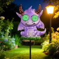 Fantasy Dragon Garden Stakes Decorative 39.7" with Moving Solar Eyeballs, Purple Dragon Garden Decor Pathway Lights for Outside Patio Lawn Yard Metal Art