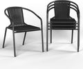Amopatio Outdoor Dining Chairs Set of 4, Stackable Patio Chairs, Rattan Wicker Patio Chairs Set of 4, Bistro, Garden, Yard, Porch, Black
