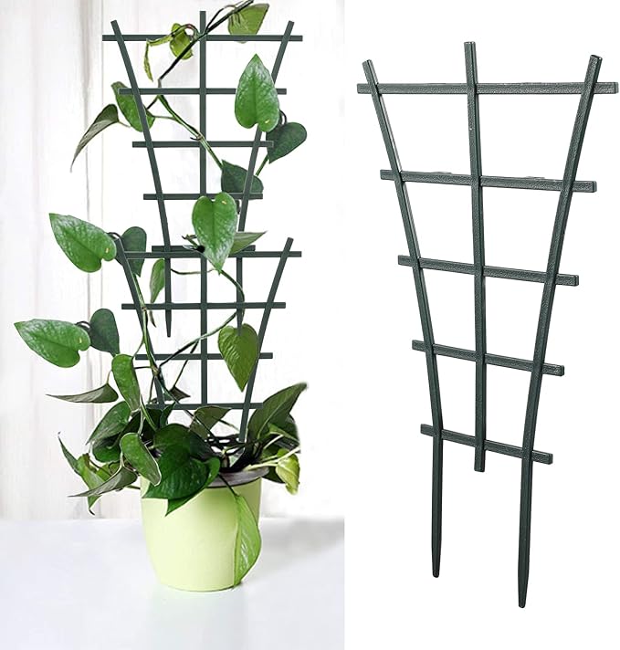 Trellis Small Outdoor, Mini Vine Support Indoor Plant Trellis for Climbing Plants Patio Pot Stackable Potted Stakes Plastic Houseplant Superimposed Garden Planter Vegetable Flower 5.91“ W x 10.24” h