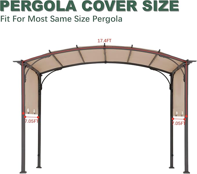 85''x 208'' Universal Doubleton Steel Pergola Replacement Cover for Pergola L-PG080PST, (Light Beige)