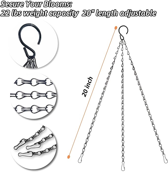 20 Inch Hanging Baskets Chain, Hanging Chains with Hooks Flower Pot Chain Replacement Plant Hangers for Planters, Bird Feeders and Lanterns (Classic, 4)