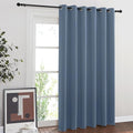 NICETOWN Blackout Stone Blue Curtain for Sliding Door, Grommet Room Divider French Door Curtain Wide Window Treatment Sound Reducing Thermal Drapes for Bedroom/Living Room (1 Panel, W80 x L95)