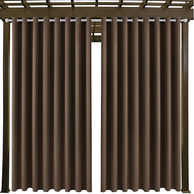 Waterproof Outdoor Curtain W105 x L108 - Grommet Top Sunlight Blocking Window Treatment Drapes Blackout Curtains for Home Bedroom Living Room Outdoor Patio Porch Pergola Cabana Gazebo (2 Panels)