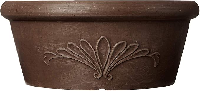 Arcadia Garden Products PSW TA30C Plastic/Stone/Wood Composite Bulb Pan – No Drainage Hole (Drillable), Planter Bowl for Succulents, Bonsai, Fairy Gardens, Herbs,12-Inch, Chocolate