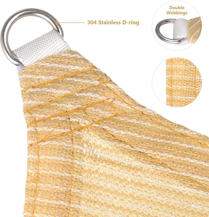 Eden's Decor Straight Flat-Edged Sun Shade Sail Rectangular 5' x 17' Beige UV-Blocking Outdoor Canopy Fabric Cloth Awning for Pergola Patio Garden Backyard Custom Size