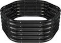 Hexagon Raised Garden Bed, 48 Inch Diagonal & 16.5 Inch Tall, Galvanized Steel Planter Box with Wave-Shaped Metal Panels for Outdoor Flower,Tree,Herb & Vegetable Garden (Black, 4FT X 1.5FT)