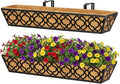 Y&M 30 inch Window Planter Box 2Pcs Iron Window Deck Railing Planter with Coco Liner, Metal Horse Troughs Fence Planter for Outdoor Balcony Rail Fence Porch Patio