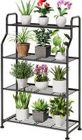 Kitsure Plant Stand Indoor & Outdoor - 4-Tier Metal Plant Shelf with Adjustable Leveling Feet, Easy to Assemble Planter Stand for Patio, Balcony, or Garden (Black, 27" x 11.4" x 41.6")