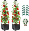 2 Pack Raised Garden Bed Planter Box with Trellis, 58”Tomato Planter with Trellis for Climbing Plants Vegetables Vine Flowers, Self-Watering Tomato Cage for Garden Patio Outdoor & Indoor