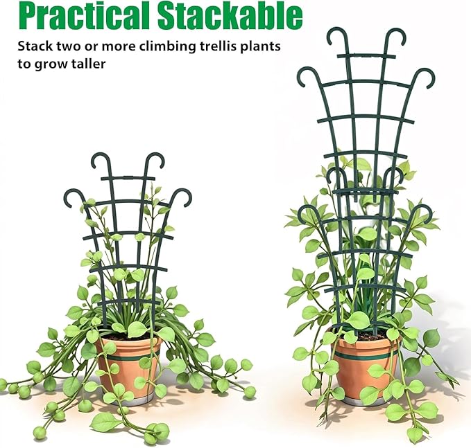4 Pcs Small Trellis for Potted Plants Plant Trellis Indoor Trellis for Potted Plants Stackable Plastic Plant Support Houseplant for Climbing Indoor Monstera Pothos Ivy Plants Decor