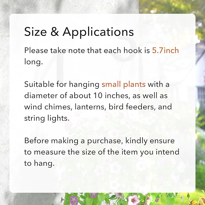 5.7 Inch 2 Pack Heavy Duty Outdoor Plant Hangers, Iron Hanging Plant Brackets for Hanging Plants Outside, Metal Plant Hooks Plant Wall Hooks for Hanging Lantern, Bird Feeder
