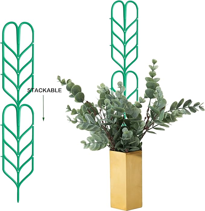 Garden Trellis for Climbing Plants 6 PCS Plastic Indoor Trellis for Potted Plants Green Stackable Mini Climbing Plant Stupport DIY Flower Pot Support for Pea Vegetable Clematis (6 Packs)