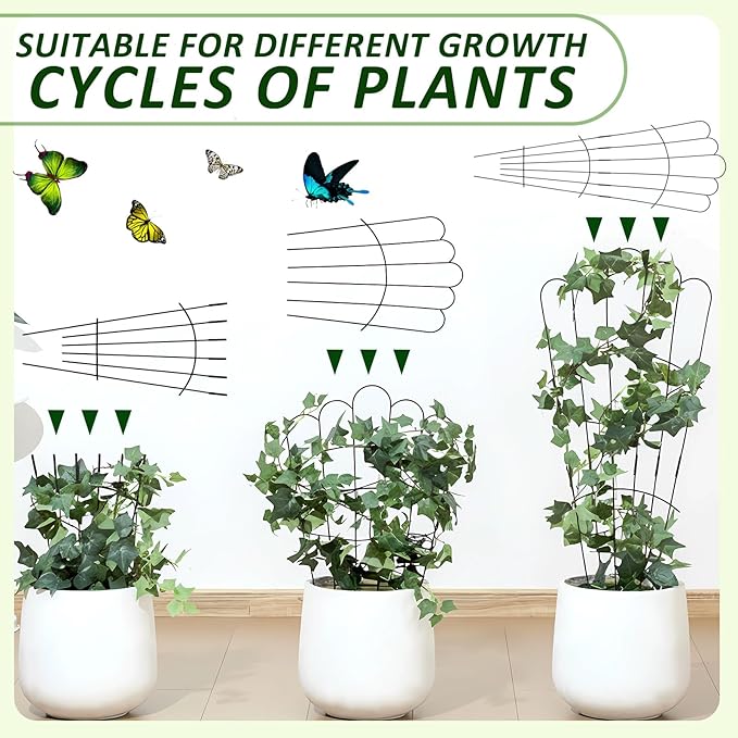 LEIFIDE 2 Pcs 33in Plant Trellis for Climbing Plants Indoor, Expandable Large Metal Trellis for Potted, Heavy-Duty Tall Rustproof Houseplant Support for Flowers Vine Ivy Pothos Hoya Monstera