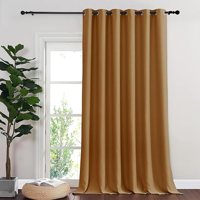 NICETOWN Blackout Room Divider Curtains for Sliding Glass Doors 102 Inches Long 1 Panel, Extra Wide Curtains for Doorway Patio Bedroom Living Room (Gold Brown, 80Wx102L, 1 Panel)