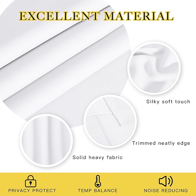 NICETOWN Extra Long Room Darkening Curtain 102 inches Long, Grommet Patio Door Curtain Thermal Drape Sound Reducing for Living Room/Bedroom (White, W66 x L102, 1 Panel)