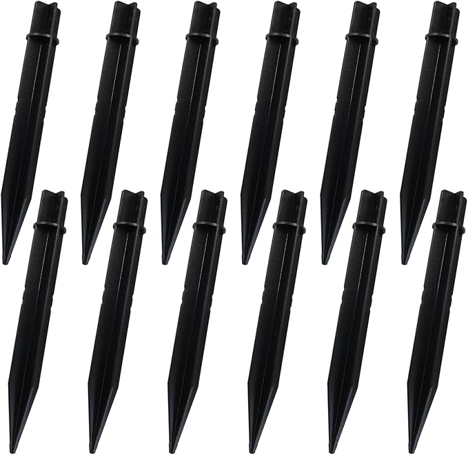 12 Pack 8.3 Inch ABS Ground Spikes - Replacement Stakes for Solar Lights - Fit for Pole Inside Diameter 0.83 Inch - Plastic Ground Stakes for Garden Light Pathway