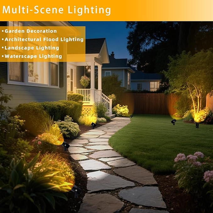 Smart RGB Low Voltage LED Spotlights, APP & Remote Control,Synchronous Dimming Lighting System, IP65 Waterproof,16 Million Colors for Outdoor Landscape,Yard,Garden,Holiday Decoration (10 Pack)