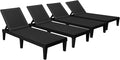 Devoko Outdoor Chaise Lounge Chair Set of 4 for Outside Pool Patio, Adjustable Waterproof Easy Assembly Chaise Lounge Outdoor (Black, Set of 4)