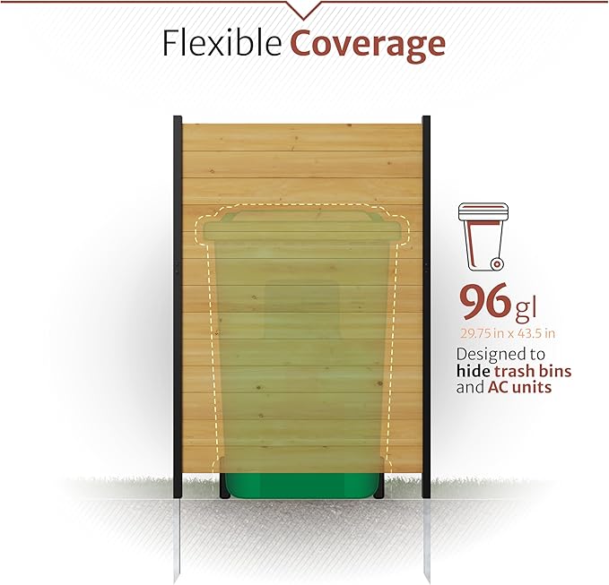 5ft H x 3.2ft W (1 Panel) No Dig Enclo Fairmont Cedar Wood Privacy Screen, Great to Hide Trash Cans, Decorative Patio Privacy Screen, Outdoor Privacy Fence Panel, Air Conditioner Fence, EC18043