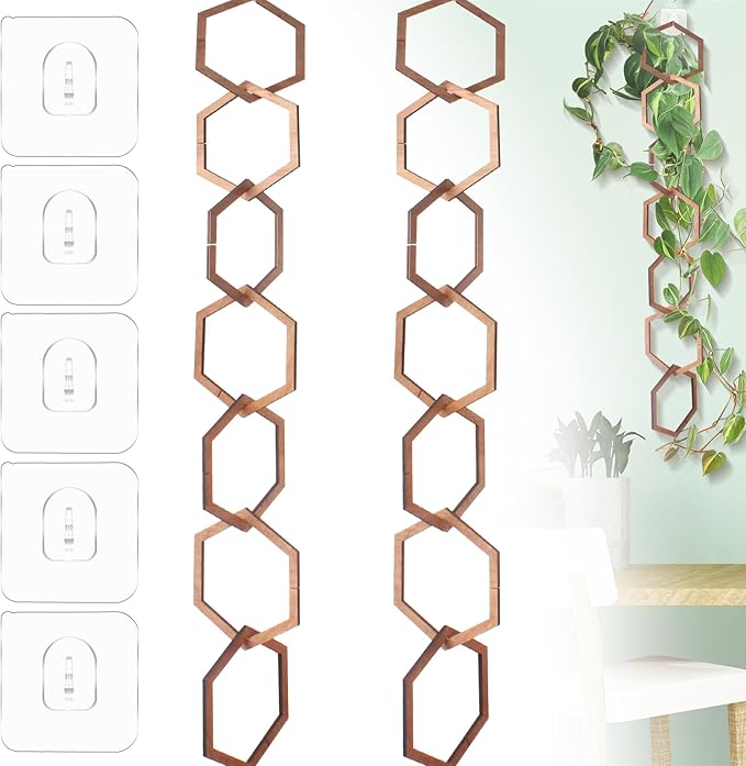 18Pcs Chain Trellis for Climbing Plants, Indoor&Outdoor Garden Wall Trellis, Plant Vine Support Wooden Potted Plant Trellis for Monstera, Pothos, Ivy