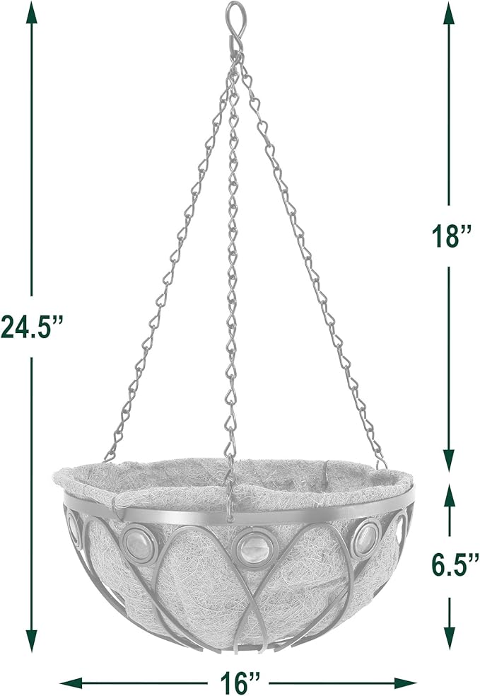 Arcadia CB02 Emerald Series Round Hanging Basket Planters, 16-Inch