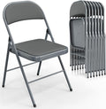 VINGLI 8 Pack Folding Chairs with Padded Seats, Metal Frame with Pu Leather Seat & Back, Capacity 350 lbs, Gray