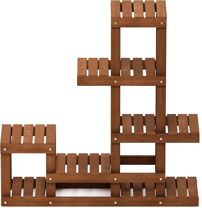 Furinno FG18451 Tioman Hardwood Patio Furniture Outdoor Flower Stand in Teak Oil, Natural