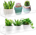 2-Pack 15 Inch Acrylic Window Boxes Plant Shelves, with Suction Cup Window Sill Extender, for Indoor/Outdoor Succulents, Micro Greens, Seed Starter Pots, Herb Planters