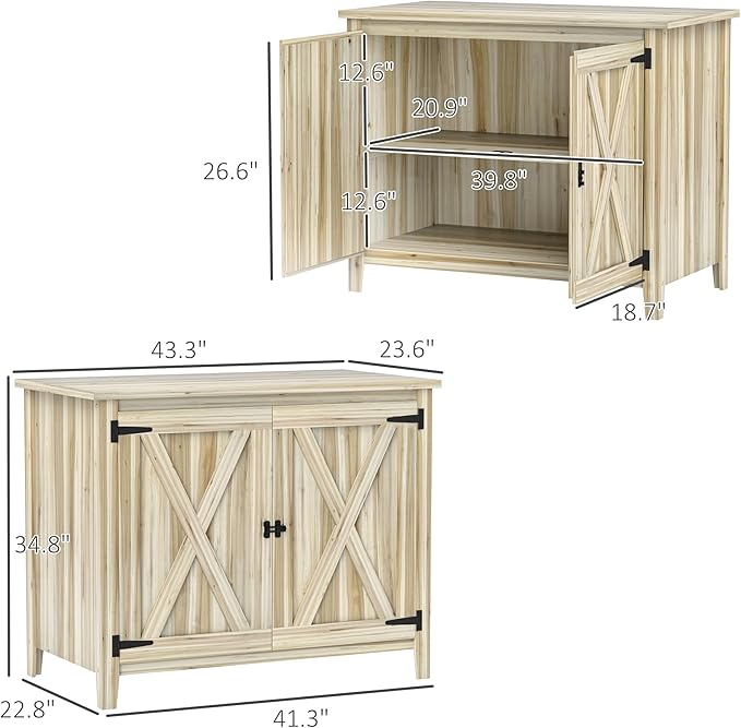 Outsunny Wood Garden Shed, Compact Outdoor Storage Cabinet Potting Shed with Inner Shelf and Double Doors for Backyard, Patio, Lawn, Natural Wood