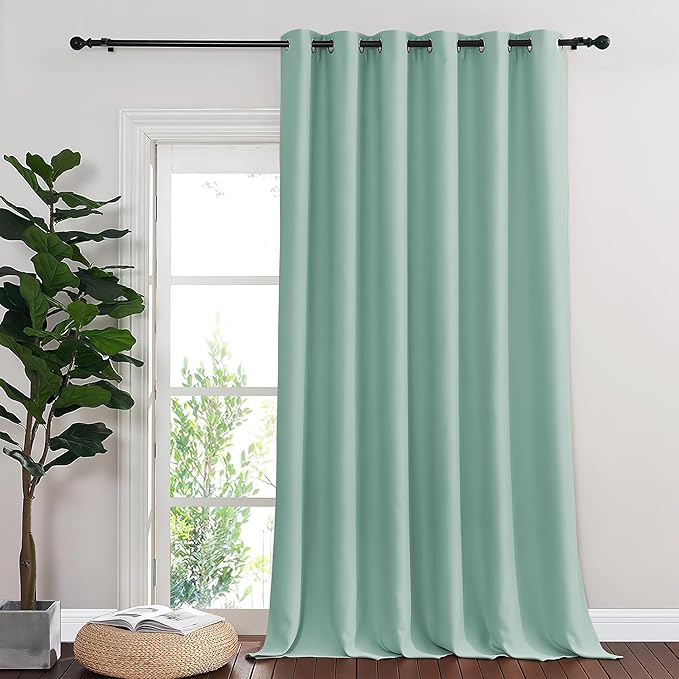 NICETOWN Blackout Sliding Glass Door Curtains, Room Darkening Thermal Insulated Curtains for Living Room Bedroom, Extra Wide Window Drapes, 1 Panel, W80 x L118, Aqua Blue
