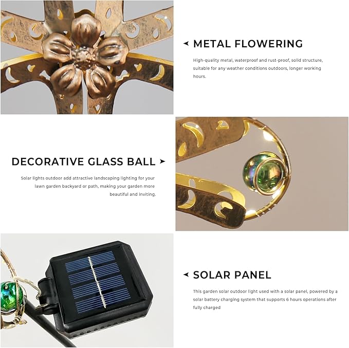 Kaixoxin Solar Power Cross Stake Warm White Color Florals Solar Lights Garden Decor Memorial Gift Cemetery Decoration LED Outdoor Landscape Light