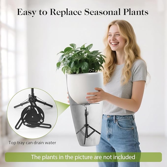 AZEAM Adjustable Plant Risers for Inside Pots, 2 PCS Planter Inserts Fillers for Large Flower Pots, Height Planter Lifter Stand for Outdoor Indoor Plants, 12"- 16" Raise with 4"-12" Top Support