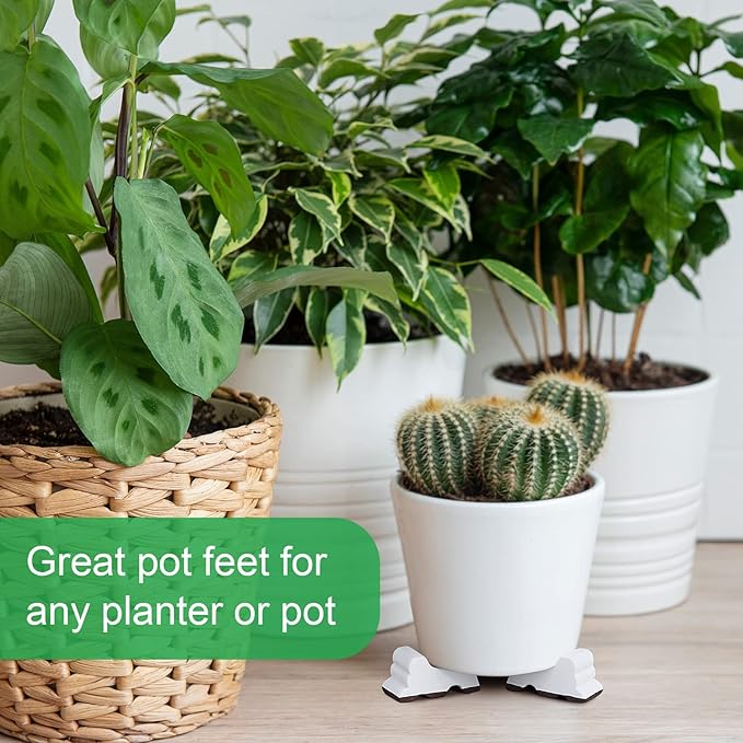 Kigeli 6 Pcs Resin Garden Pot Feet for Outdoor Planters 3 Inch Long 1.5 Inch Tall Flower Handmade Elevator Plant Feet Frost Proof Lifter for 14-20 in Pot (White)