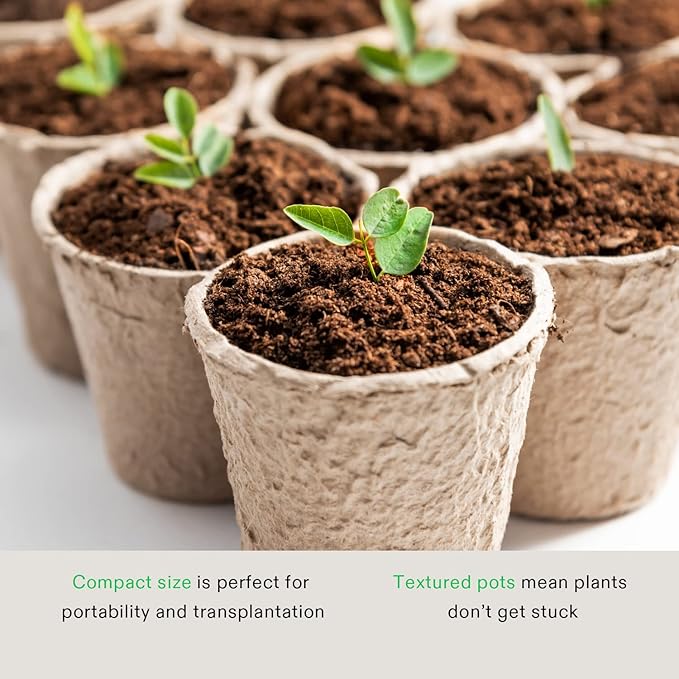 VIVOSUN Peat Pots, 120 Packs 3.15-Inch Seed Starting Pots with Drainage Holes, Round Nursery Pot, 20 Plant Labels for Flowers, Plants, Vegetables, 120Pcs
