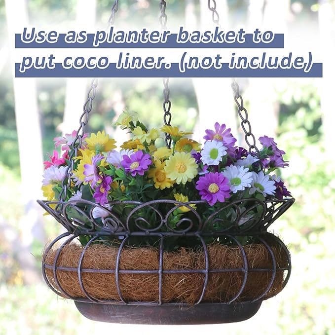 Metal Hanging Planters,Plant Hanger Basket Decorative Plant Pot Holder for Outdoor Indoor Garden, Patio, Deck, Porch, Flower Pots