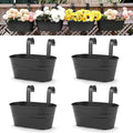 OGIMA 4pcs Hanging Flower Pots, Metal Iron Wall Planter Indoor/Outdoor for Railing Fence Balcony Garden Home Decoration with Detachable Hooks