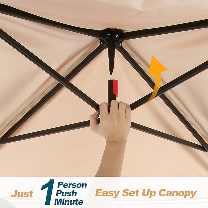 COBIZI 10x10 Pop Up Gazebos on Clearance 11x11 Canopy Tent Easy Up Outdoor Gazebo Waterproof Portable Gazebo with Mosquito Nettings, Double Vented Roof and Carry Bag for Patio Garden Lawn(Coffee)