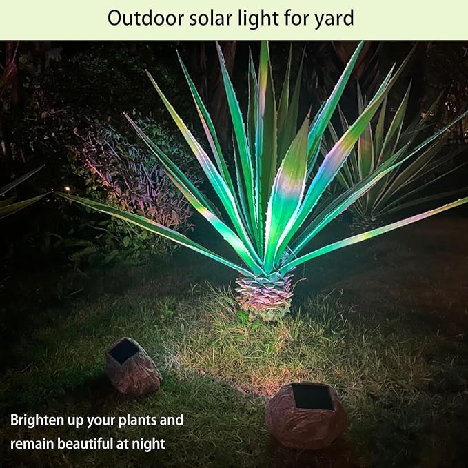 Solar Rock Lights Outdoor Waterproof, 4 Pack LED Colored Garden Rock Solar Light, Stone Statue Bright Solar Spot Light for Path, Yard, Patio, Lawn, Porch, Yard Decor.