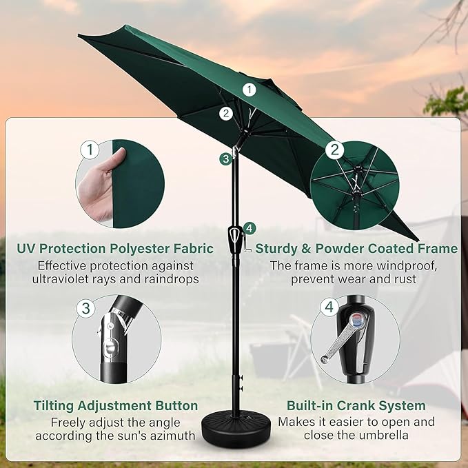 Simple Deluxe 9' Patio Umbrella Outdoor Table Market Yard Umbrella with Push Button Tilt/Crank