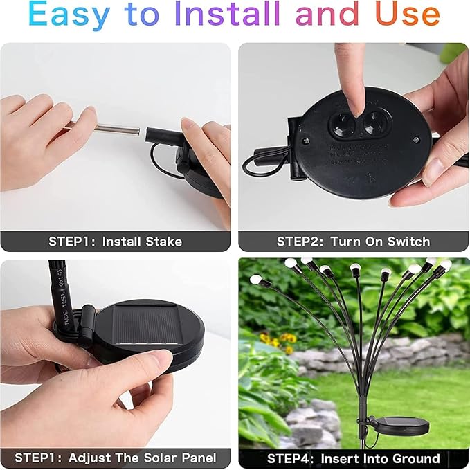 6-Pack Garden Solar Lights, 48 LED Solar Lights Outdoor for Garden Decor, Waterproof Firefly Light Outdoor (Sway by Wind), Swaying Light for Outside Yard Pathway Landscape Decorations (Cool White)
