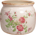 Decorative Pots Spring Decor, Pastel Floral Ceramic Garden Pots with Drainage, 6.29 Inch Pink Vintage Grandma Flower Pots for Indoor Plants & Succulent, Crackle Glaze Pottery Planters, Mom Gifts