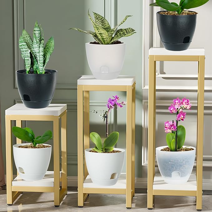 Self Watering Pots Set, 5 Pack 6 Inch Self Watering Pots for Indoor Outdoor Plants, Plastic Planter with Drainage Holes and Deep Reservoir for African Violet, Spider, Orchid