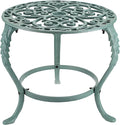 OwnMy Heavy Duty Cast Iron Plant Stand Vintage Wrought Iron Flower Pot Holder, Indoor Outdoor Large Plant Stand for Home Garden Patio, Decorative Round Potted Plant Holder Rack, Green